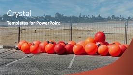  Presentation with floating - PPT theme featuring group-of-orange-floating-buoy background and a teal colored foreground