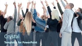  Presentation with ordinary - Colorful PPT layouts enhanced with group-of-ordinary-young-people backdrop and a ocean colored foreground