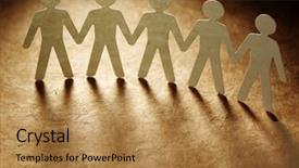  Presentation with family holding hands - Slide set enhanced with group of paper people holding background and a  colored foreground