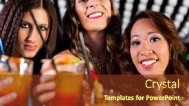  Presentation with party - Amazing PPT layouts having group-of-party-people-three backdrop and a tawny brown colored foreground