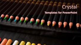  Presentation with case - Presentation design featuring group-of-pencils background and a wine colored foreground