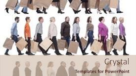  Presentation with running - Presentation theme consisting of group-of-people-are-running background and a soft green colored foreground