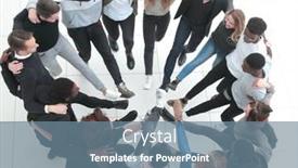  Presentation with people - Colorful presentation theme enhanced with group-of-people-around-foot backdrop and a seafoam green colored foreground