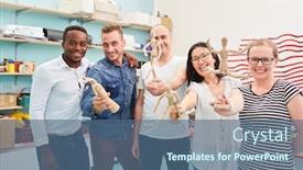  Presentation with community college - Theme featuring group-of-people-at-art background and a ocean colored foreground