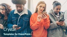  Presentation with interaction - PPT theme with group-of-people-choosing background and a ocean colored foreground