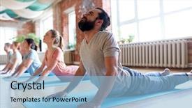  Presentation with healthy lifestyle cute - Theme enhanced with group of people doing cobra background and a light blue colored foreground