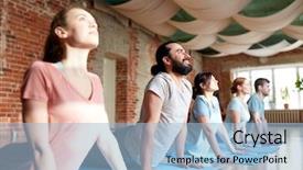  Presentation with healthy lifestyle - PPT layouts enhanced with group of people doing cobra background and a light blue colored foreground