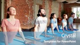  Presentation with clean water healthy concept - Beautiful slide deck featuring group of people doing cobra backdrop and a teal colored foreground