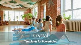  Presentation with healthy lifestyle - Audience pleasing PPT layouts consisting of group of people doing cobra backdrop and a teal colored foreground