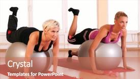  Presentation with group fitness - Presentation theme enhanced with group of people doing fitness background and a coral colored foreground