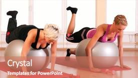  Presentation with group fitness - Theme with group of people doing fitness exercise background and a coral colored foreground