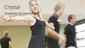  Presentation with focus group - Cool new PPT theme with group of people doing step up with a girl in focus backdrop and a lemonade colored foreground