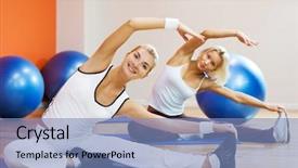  Presentation with stretching - Presentation theme enhanced with group of people doing stretching background and a light blue colored foreground