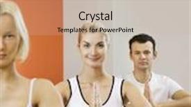  Presentation with focus group - Theme featuring group of people doing yoga exercise focus on a woman in the middle background and a mint green colored foreground