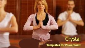  Presentation with exercise - Slides consisting of group of people doing yoga background and a tawny brown colored foreground