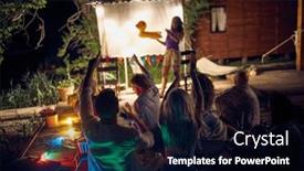  Presentation with people enjoying - PPT theme with group-of-people-enjoying-night background and a wine colored foreground