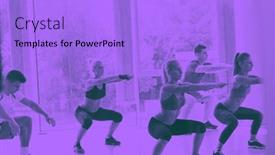  Presentation with duo - Audience pleasing slides consisting of group of people exercising at the gym and stretching duo tone backdrop and a light blue colored foreground