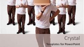  Presentation with box - Slide set featuring group-of-people-gesturing background and a coral colored foreground