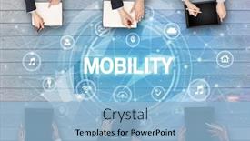  Presentation with networking - Beautiful slide deck featuring group-of-people-having backdrop and a light blue colored foreground