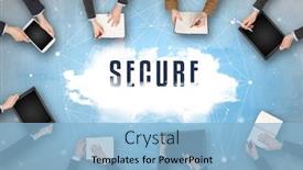  Presentation with meeting - Slide set enhanced with group-of-people-having background and a light blue colored foreground