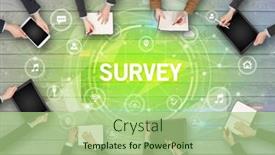  Presentation with survey - Amazing presentation design having group-of-people-having backdrop and a mint green colored foreground