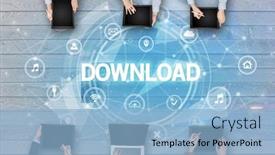  Presentation with download - Beautiful slide deck featuring group-of-people-having backdrop and a light blue colored foreground