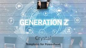  Presentation with generation - Audience pleasing PPT theme consisting of group-of-people-having backdrop and a light blue colored foreground