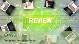  Presentation with review - PPT theme having group-of-people-having background and a mint green colored foreground