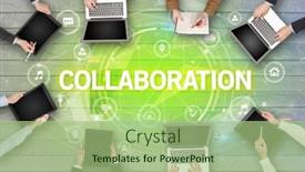  Presentation with collaboration - Amazing theme having group-of-people-having backdrop and a mint green colored foreground