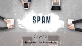  Presentation with spam - PPT theme featuring group-of-people-having background and a light gray colored foreground