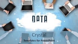  Presentation with data meeting - Audience pleasing PPT theme consisting of group-of-people-having backdrop and a light blue colored foreground