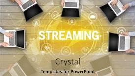  Presentation with meeting - PPT theme with group-of-people-having background and a coral colored foreground