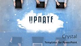  Presentation with meeting - Slides with group-of-people-having background and a light blue colored foreground