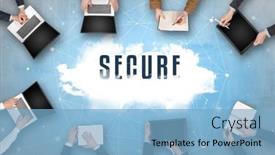  Presentation with meeting - Presentation design featuring group-of-people-having background and a light blue colored foreground