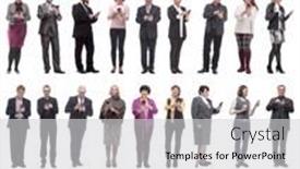  Presentation with hold hand - Presentation having group-of-people-hold background and a light gray colored foreground