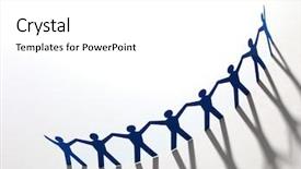  Presentation with chain - Slide set enhanced with group of people holding hands background and a white colored foreground