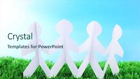  Presentation with holding hands - Amazing theme having group of people holding hands backdrop and a cool aqua colored foreground