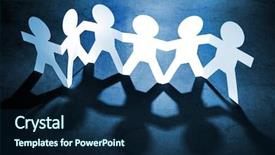  Presentation with chain - Slide deck featuring group of people holding hands background and a navy blue colored foreground