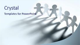  Presentation with chain - PPT theme with group of people holding hands background and a sky blue colored foreground