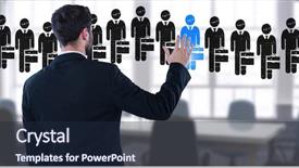  Presentation with group - Colorful PPT theme enhanced with group of people icon backdrop and a wine colored foreground