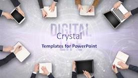  Presentation with web security - Theme enhanced with group-of-people-in-front background and a sky blue colored foreground