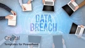  Presentation with security breach - PPT theme consisting of group-of-people-in-front background and a light blue colored foreground