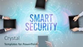  Presentation with web security - Colorful presentation design enhanced with group-of-people-in-front backdrop and a light blue colored foreground