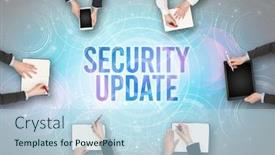  Presentation with web security - PPT theme having group-of-people-in-front background and a light blue colored foreground