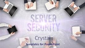  Presentation with security - Slide set featuring group-of-people-in-front background and a sky blue colored foreground