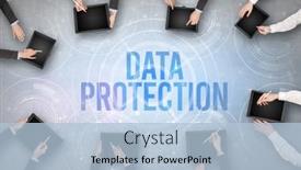  Presentation with big group people - PPT theme consisting of group-of-people-in-front background and a light blue colored foreground