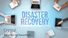  Presentation with security - Slide set featuring group-of-people-in-front background and a light blue colored foreground