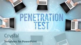  Presentation with security - Slide deck featuring group-of-people-in-front background and a light blue colored foreground