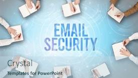  Presentation with security - Slide deck enhanced with group-of-people-in-front background and a sky blue colored foreground