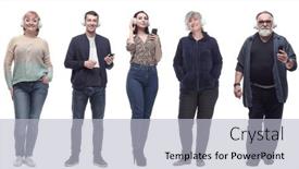  Presentation with headphones - Slide set with group-of-people-in-headphones background and a light gray colored foreground